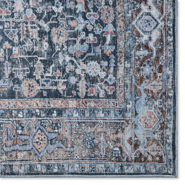 Langley Street Kugler Oriental Machine Washable Blue/Denim Area Rug